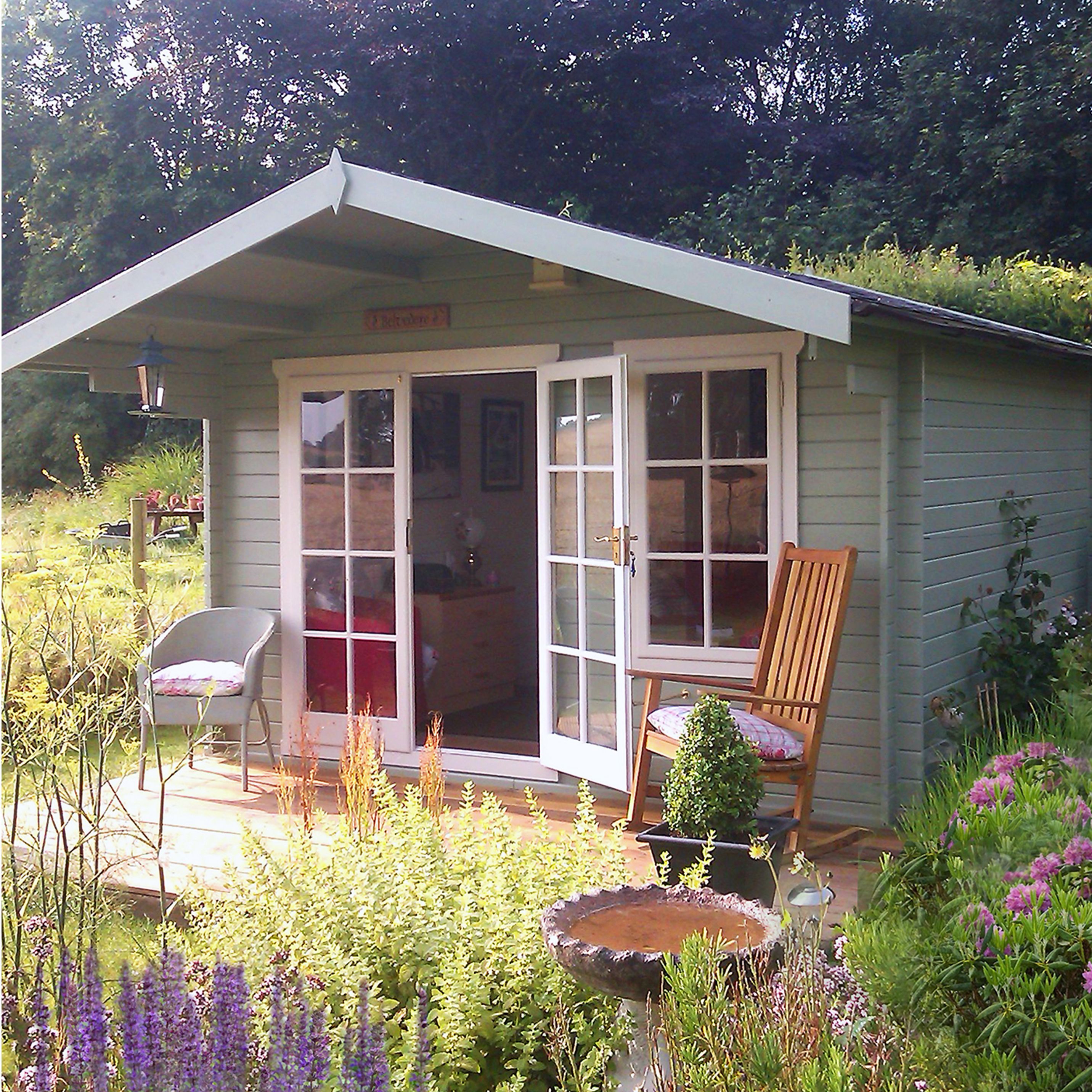Shire Cannock 10x8 ft Toughened glass & 1 window Apex Wooden Cabin (H)2500mm x (W)2990mm