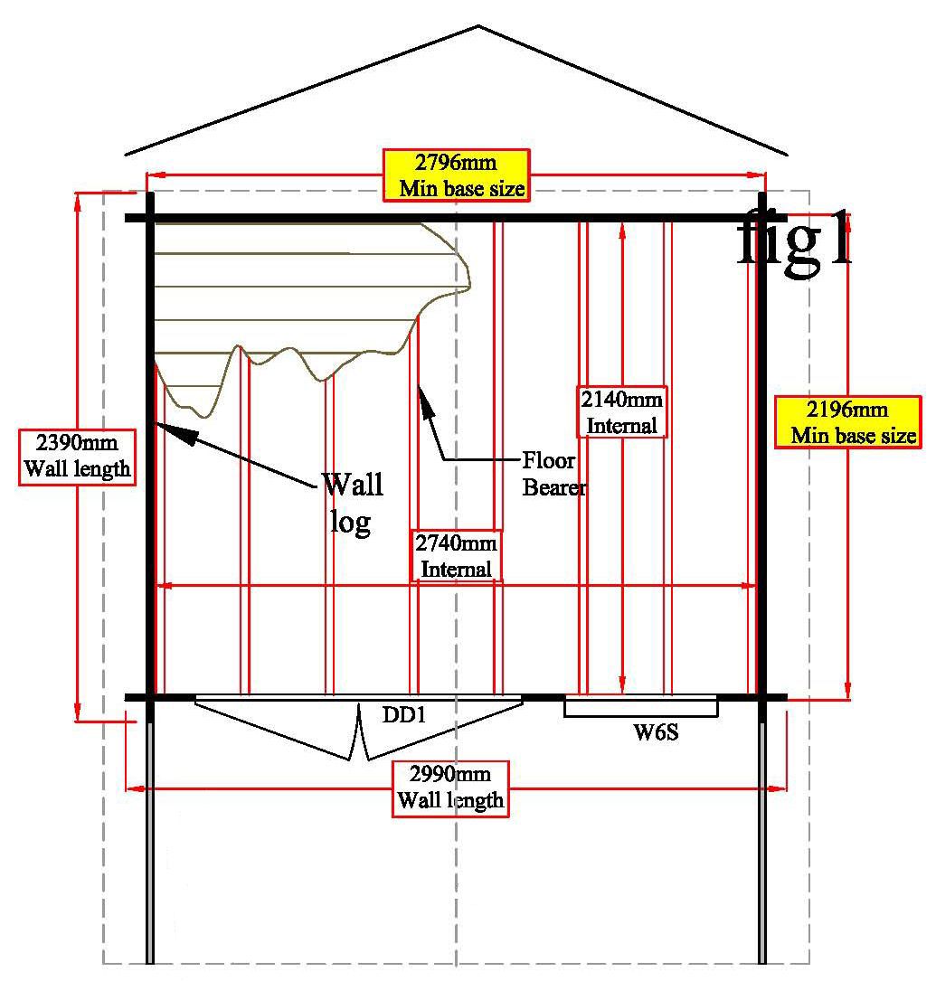 Shire Cannock 10x8 ft Toughened glass & 1 window Apex Wooden Cabin (H)2500mm x (W)2990mm