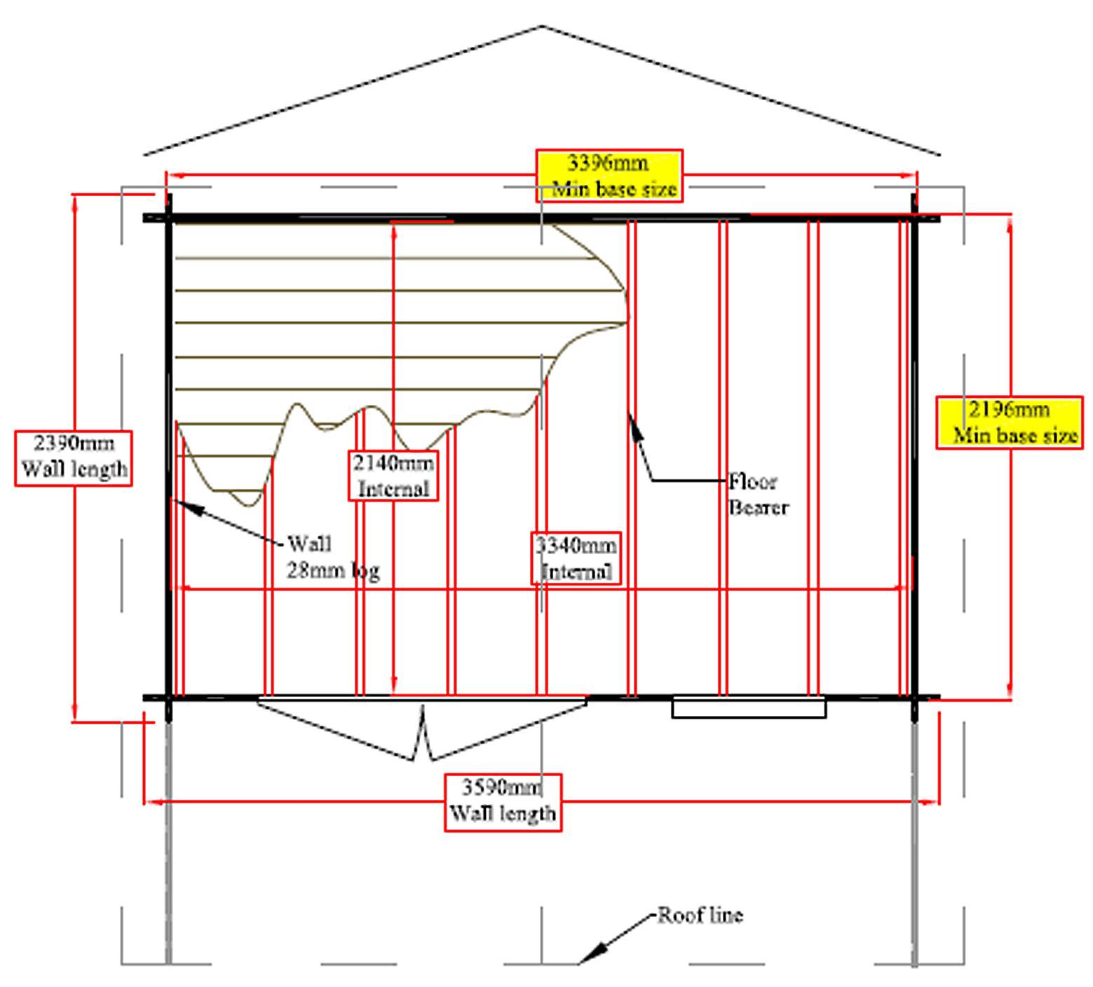 Shire Cannock 12x8 ft & 1 window Apex Wooden Cabin - Assembly service included