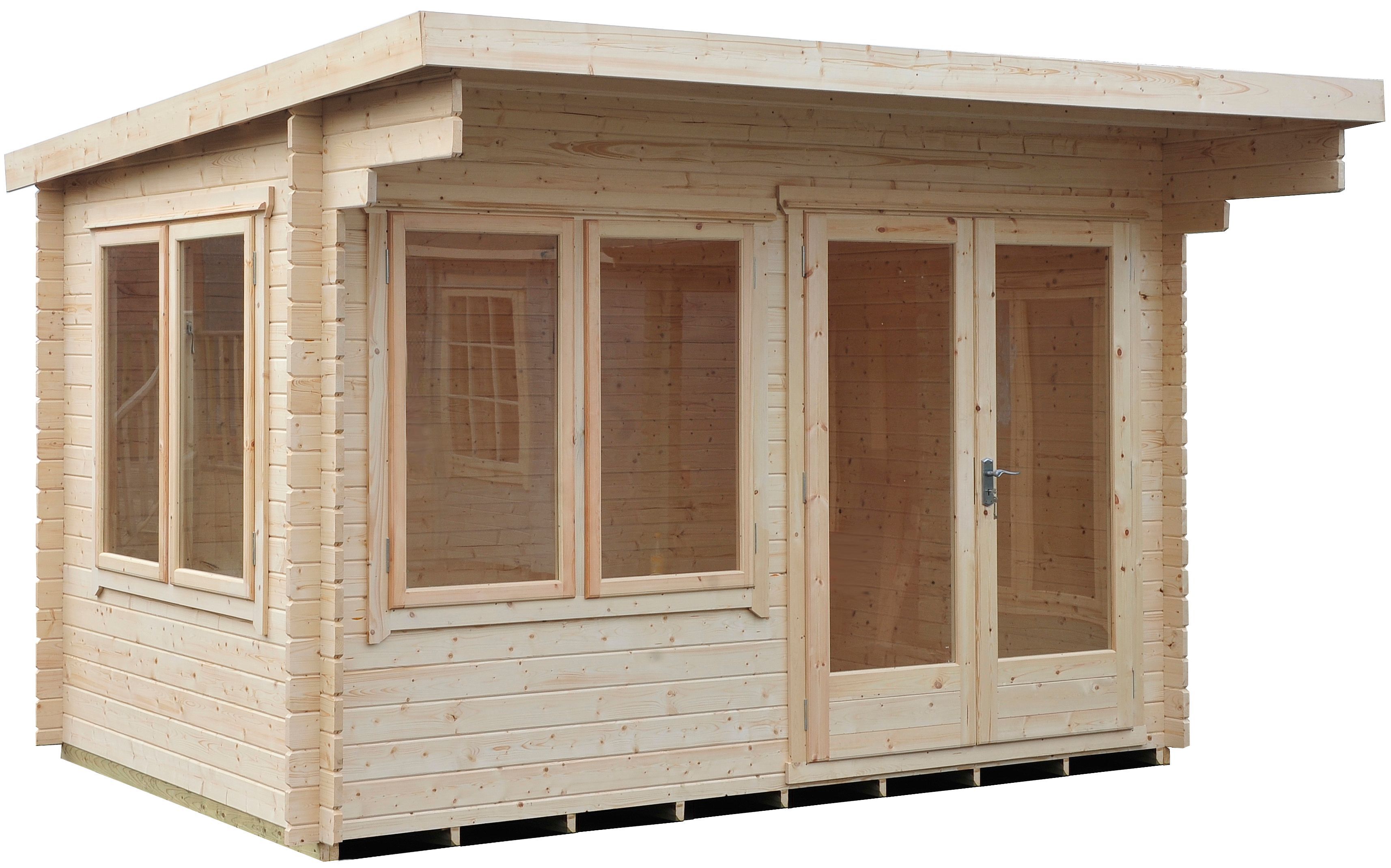 Shire Danbury 10x12 ft Toughened glass & 4 windows Pent Wooden Cabin