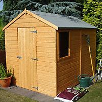 Shire Durham 8x6 Apex Dip treated Shiplap Honey brown Wooden Shed with floor (Base included)