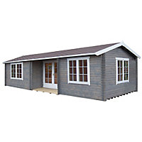 Shire Elveden Toughened glass Apex Tongue & groove Wooden Cabin