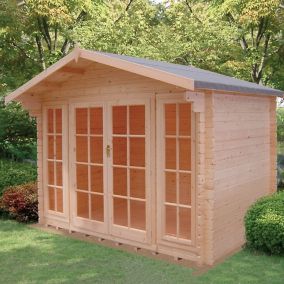 Shire Epping 10x12 ft Toughened glass Apex Tongue & groove Wooden Cabin with Tile roof - Assembly service included