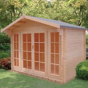 Shire Epping 10x6 ft Toughened glass & 2 windows Apex Wooden Cabin with Tile roof - Assembly service included