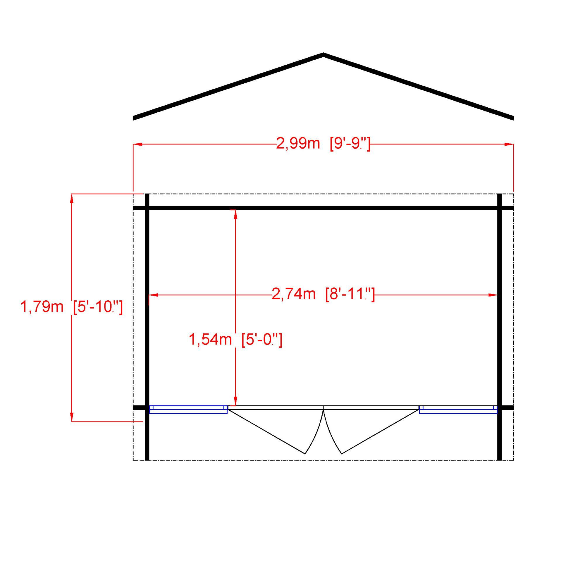 Shire Epping 10x6 ft Toughened glass & 2 windows Apex Wooden Cabin with Tile roof - Assembly service included