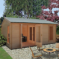 Shire Firestone 13x17 ft Toughened glass Apex Tongue & groove Wooden Cabin