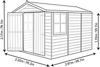 Shire Guernsey 10x7 Apex Dip treated Shiplap Honey brown Wooden Shed with floor - Assembly service included