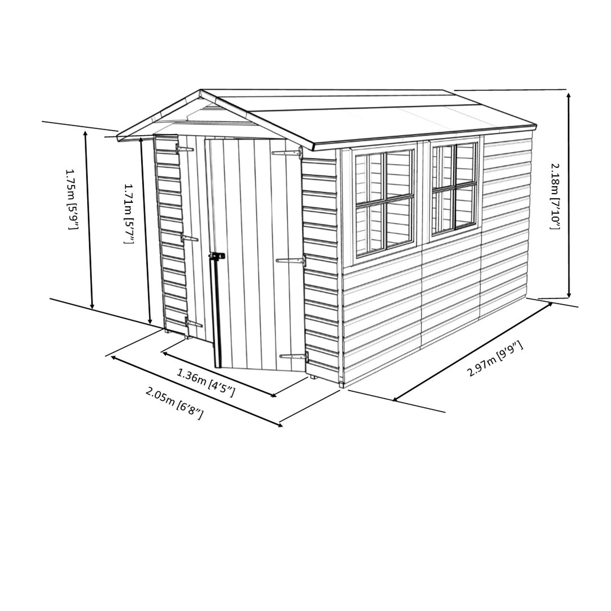 Shire Guernsey 10x7 Apex Dip treated Shiplap Wooden Shed with floor (Base included) - Assembly service included