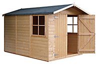 Shire Guernsey 10x7 Apex Shiplap Honey brown Wooden Shed with floor (Base included)