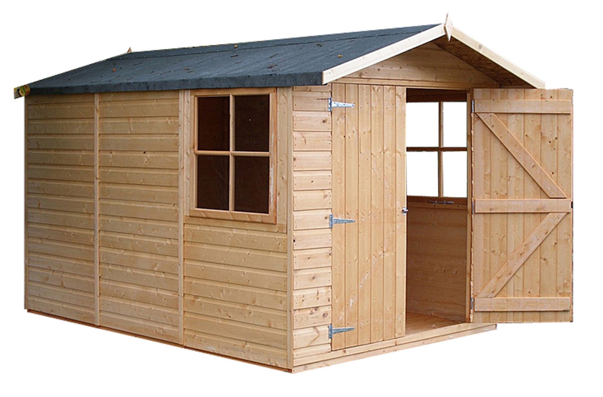 Shire Guernsey 7x10 ft Apex Wooden 2 door Shed with floor & 2 windows (Base included)