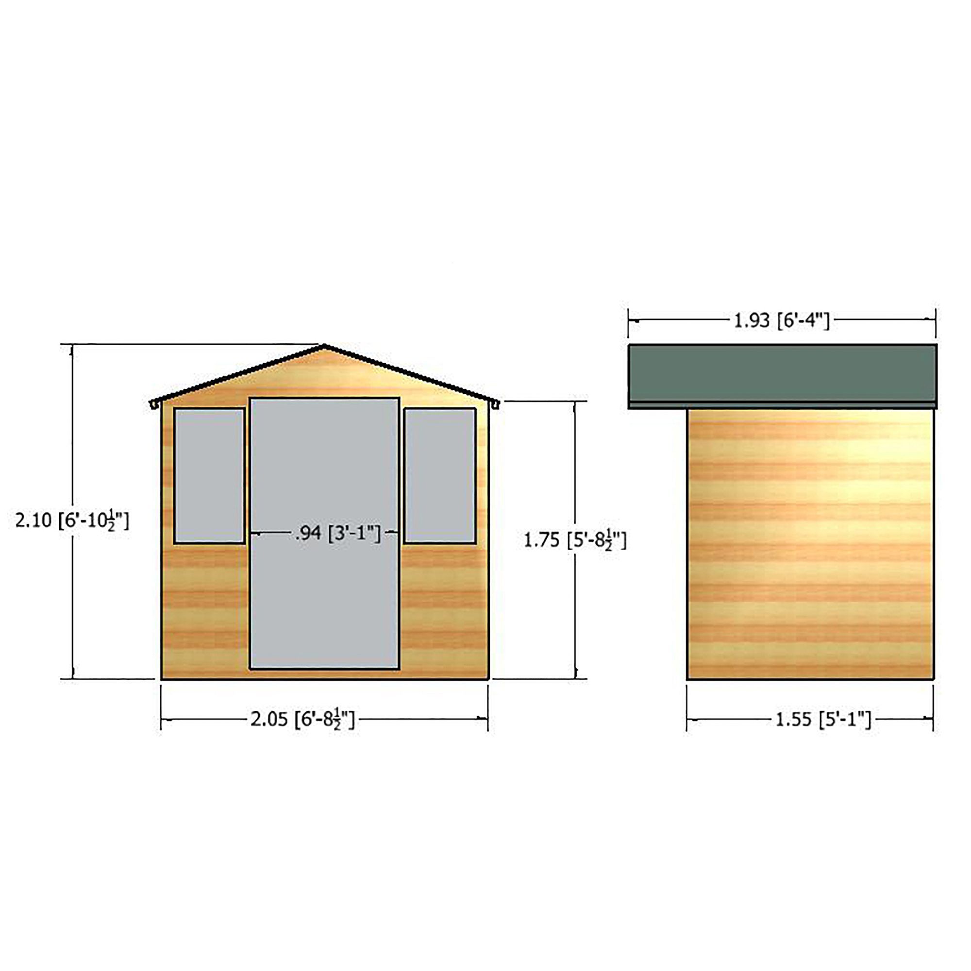 Shire Haddon 7x5 ft & 2 windows Apex Wooden Summer house - Assembly service included