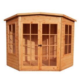 Shire Hampton 10x10 ft Toughened glass & 2 windows Pent Wooden Summer house - Assembly service included