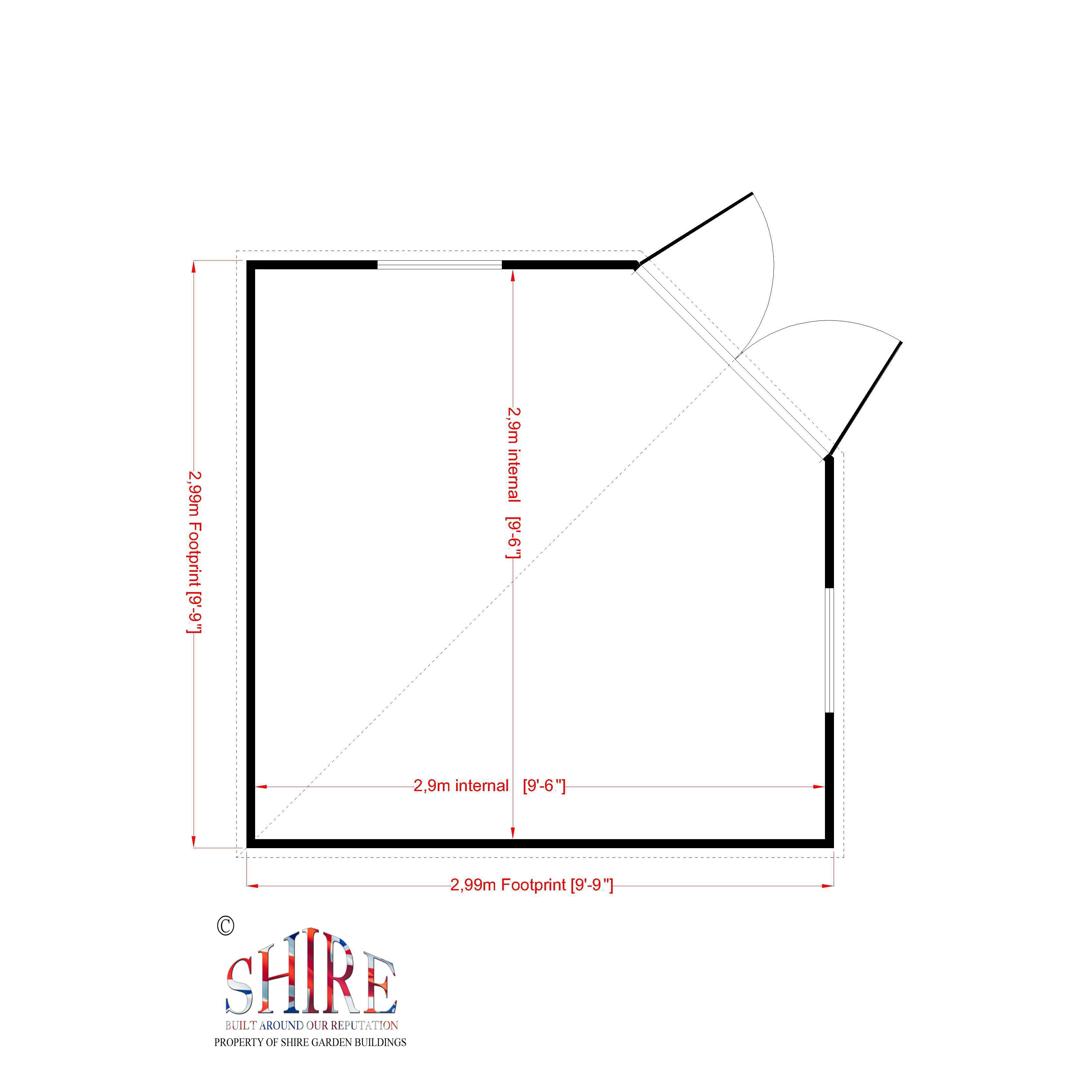 Shire Hampton 10x10 ft Toughened glass & 2 windows Pent Wooden Summer house - Assembly service included