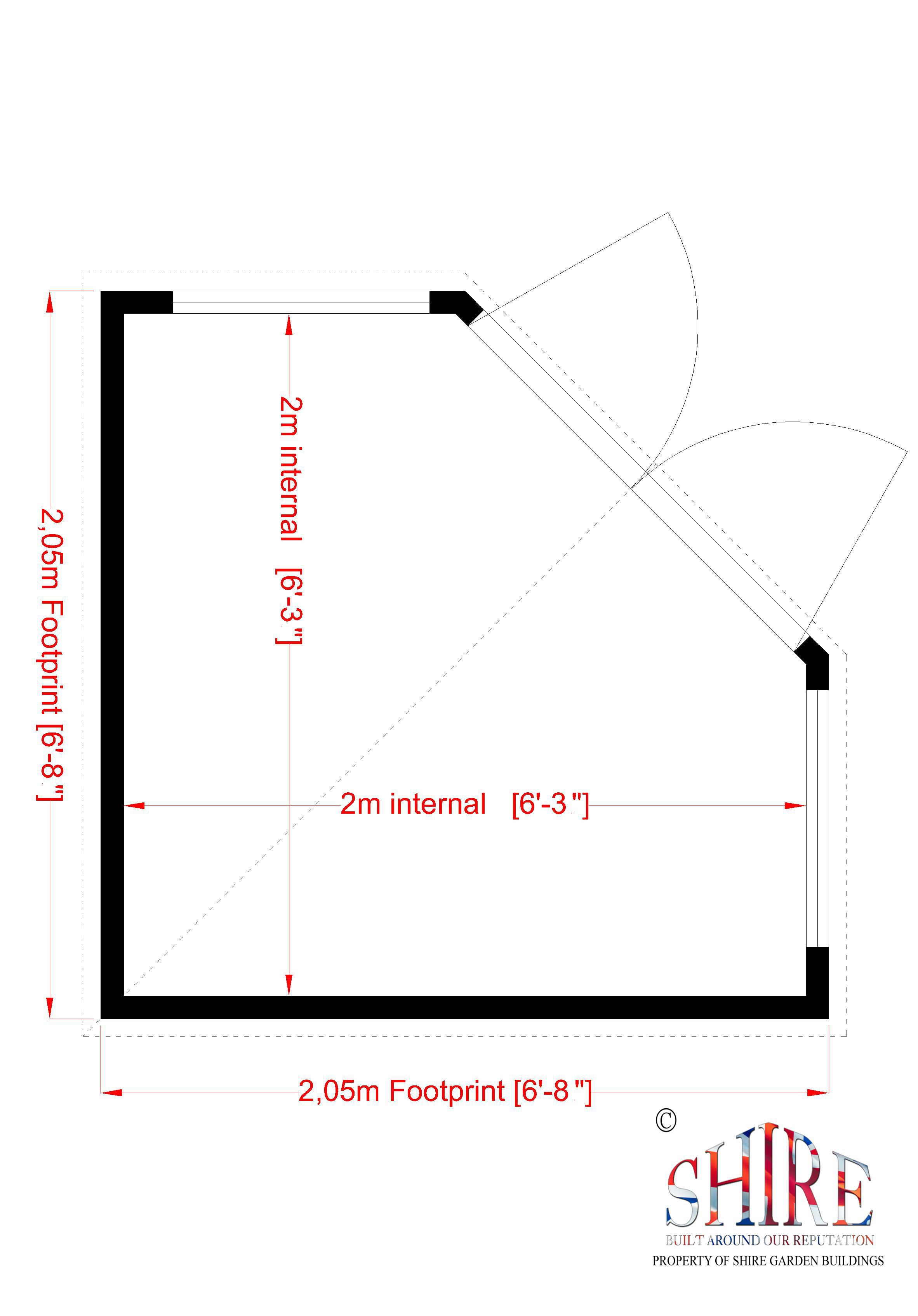 Shire Hampton 7x7 ft & 2 windows Pent Wooden Summer house - Assembly service included