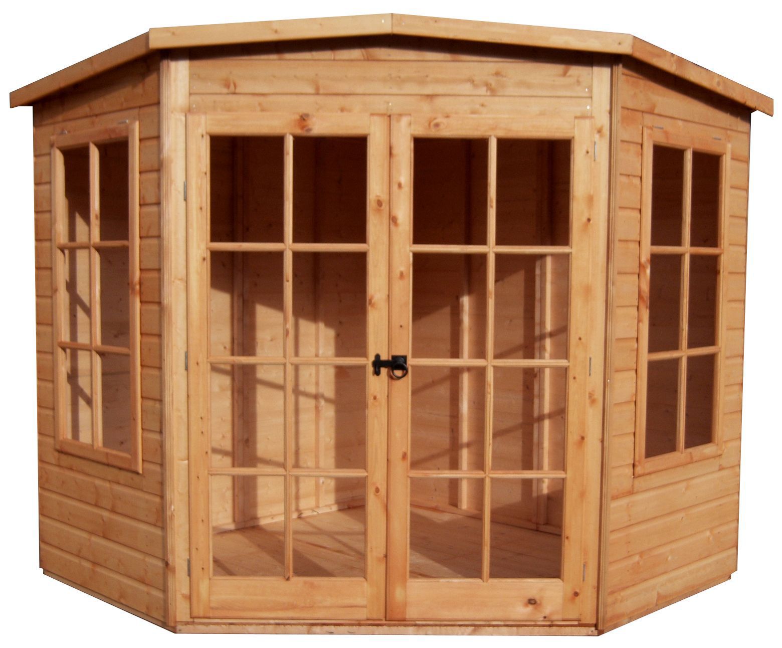 Shire Hampton 7x7 Glass Pent Shiplap Wooden Summer House - Base Not ...