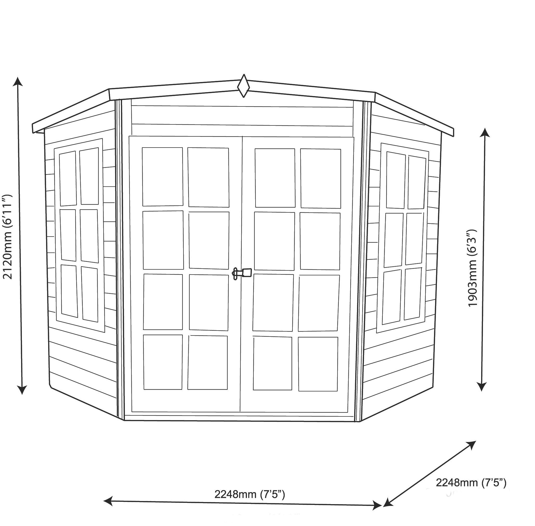 Shire Hampton 8x8 ft & 2 windows Pent Wooden Summer house - Assembly service included