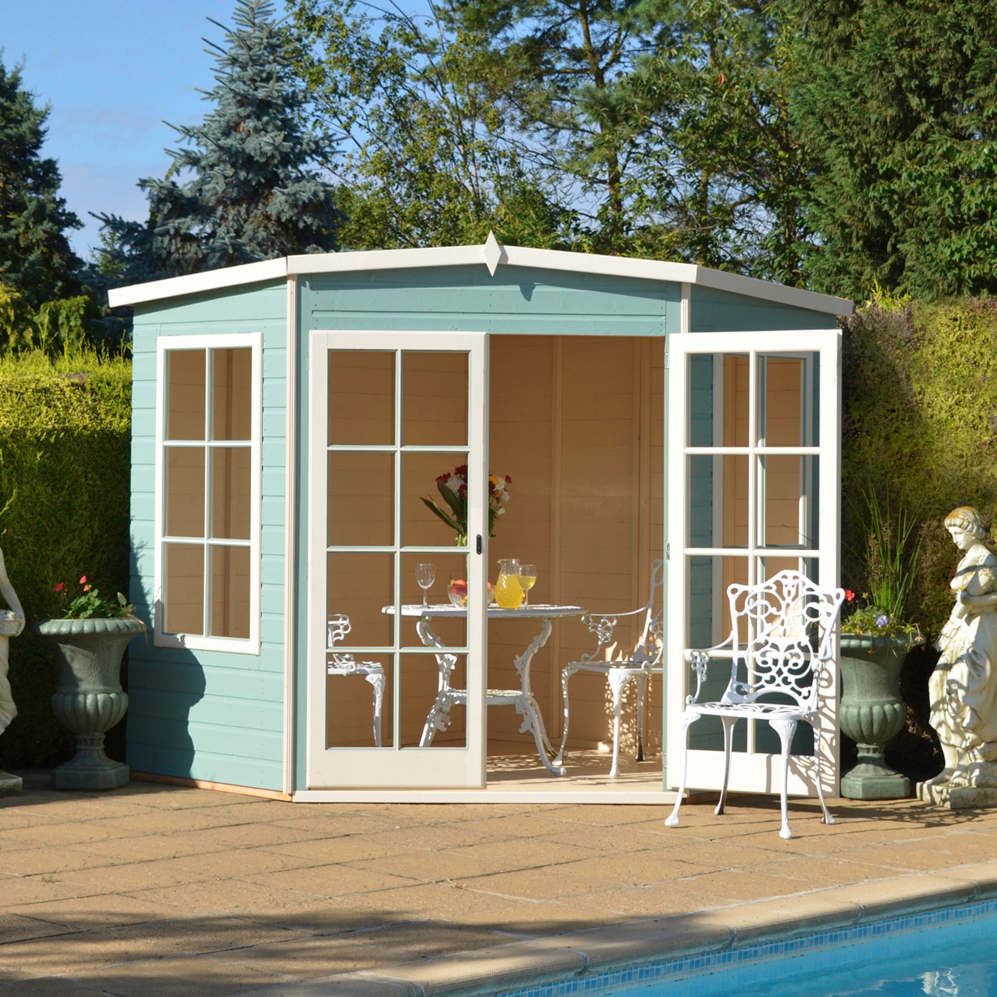 Shire Hampton 8x8 ft Toughened glass & 2 windows Pent Wooden Summer house