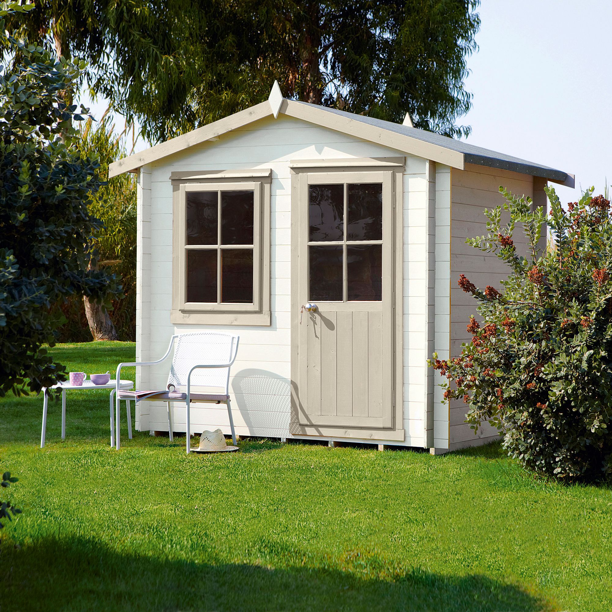 Shire Hartley 7x7 Glass Apex Tongue & groove Wooden Cabin - Base not included