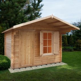 Shire Hopton 10x10 ft Toughened glass & 1 window Apex Wooden Cabin with Tile roof - Assembly service included