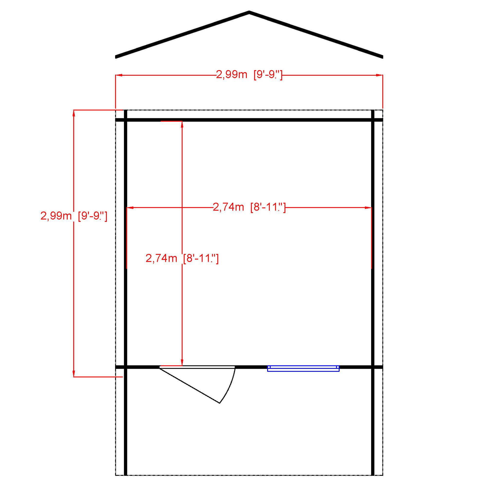 Shire Hopton 10x10 ft Toughened glass & 1 window Apex Wooden Cabin with Tile roof - Assembly service included