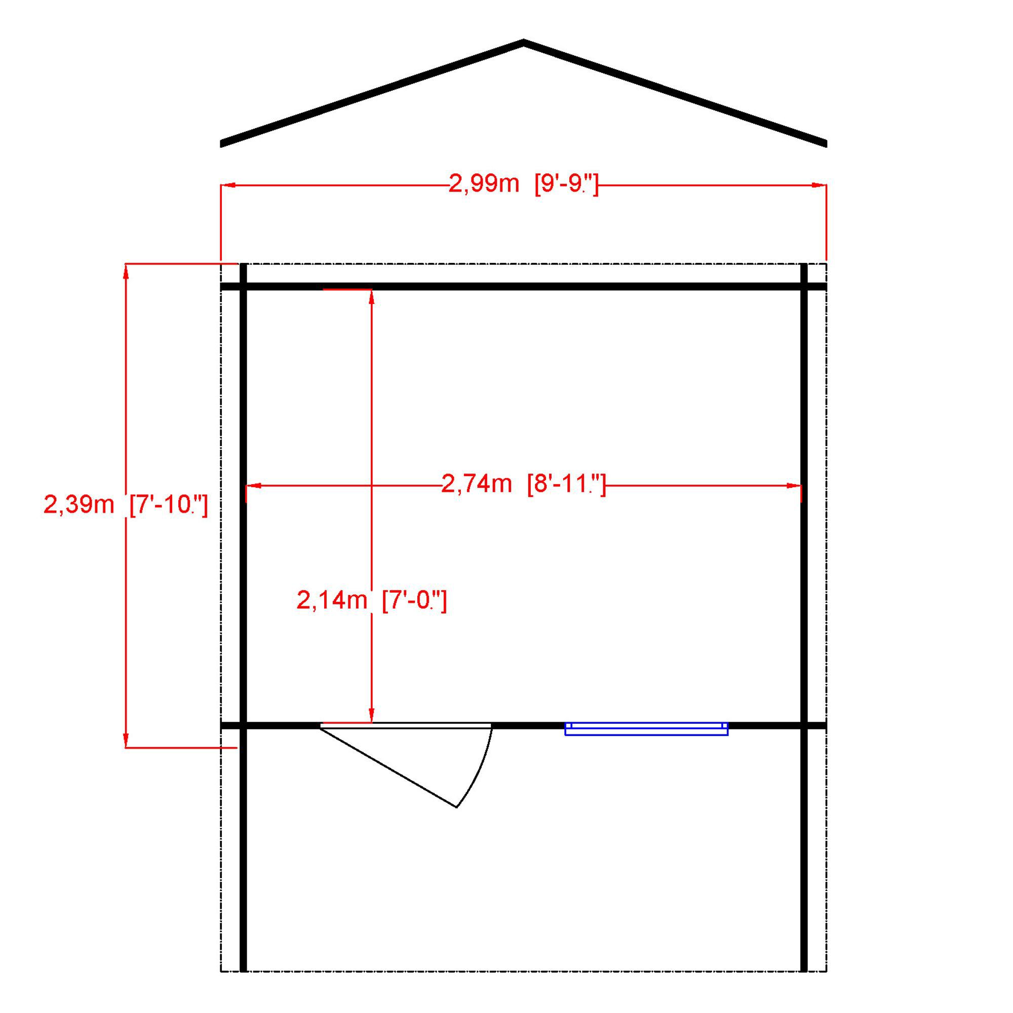 Shire Hopton 10x8 ft Toughened glass & 1 window Apex Wooden Cabin - Assembly service included
