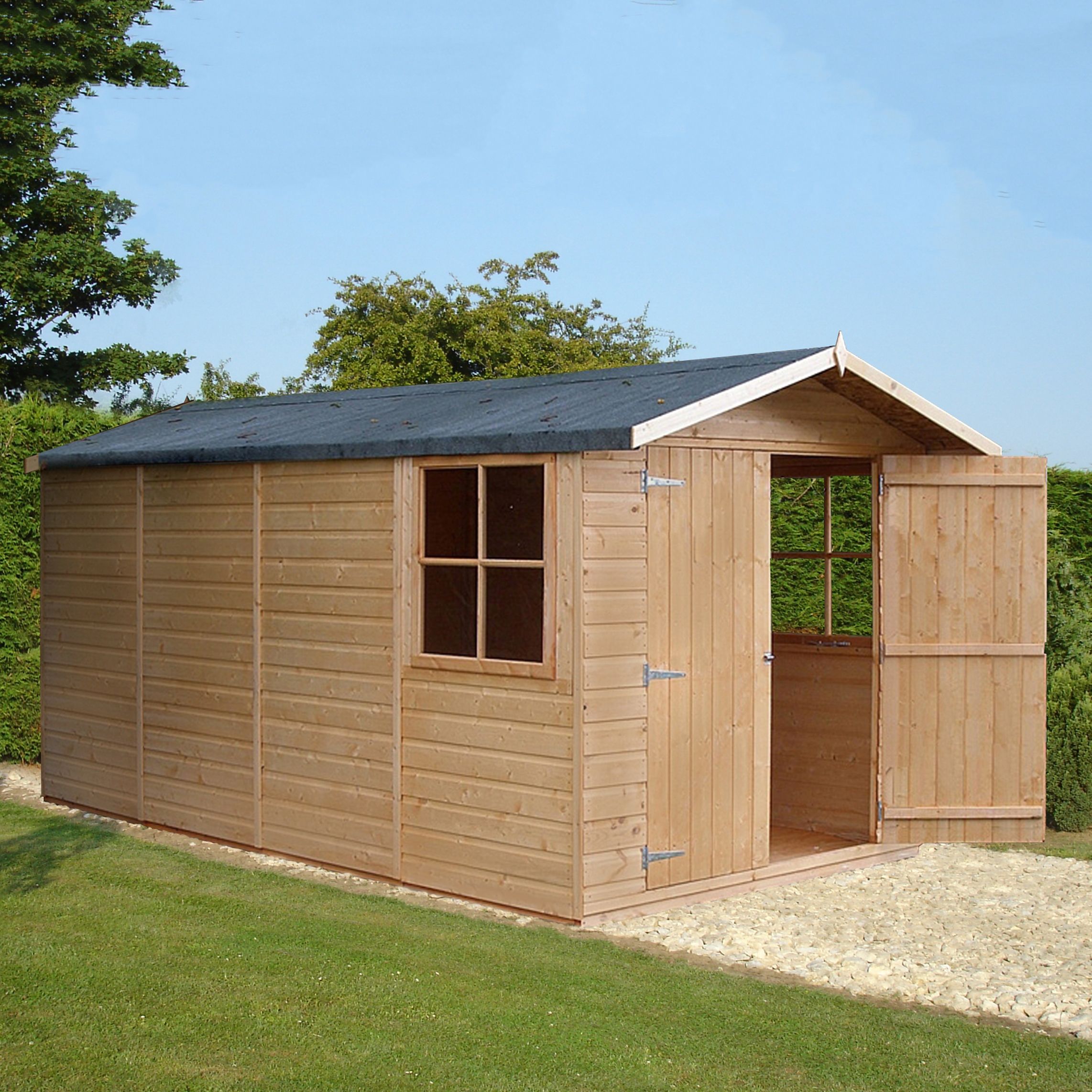 Shire Jersey 13x7 ft Apex Wooden 2 door Shed with floor & 3 windows