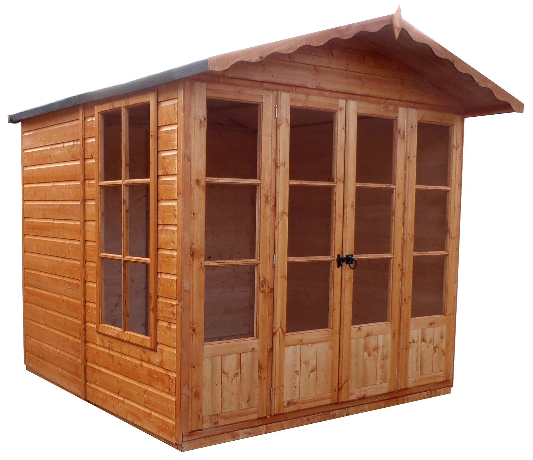 Shire Kensington 7x7 ft & 3 windows Apex Wooden Summer house (Base included) - Assembly service included