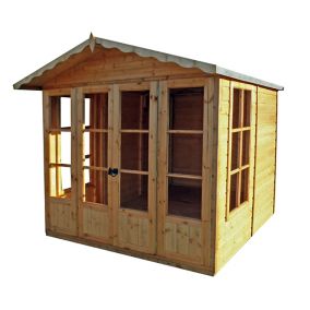 Shire Kensington 7x7 ft Toughened glass & 2 windows Apex Wooden Summer house (Base included) - Assembly service included