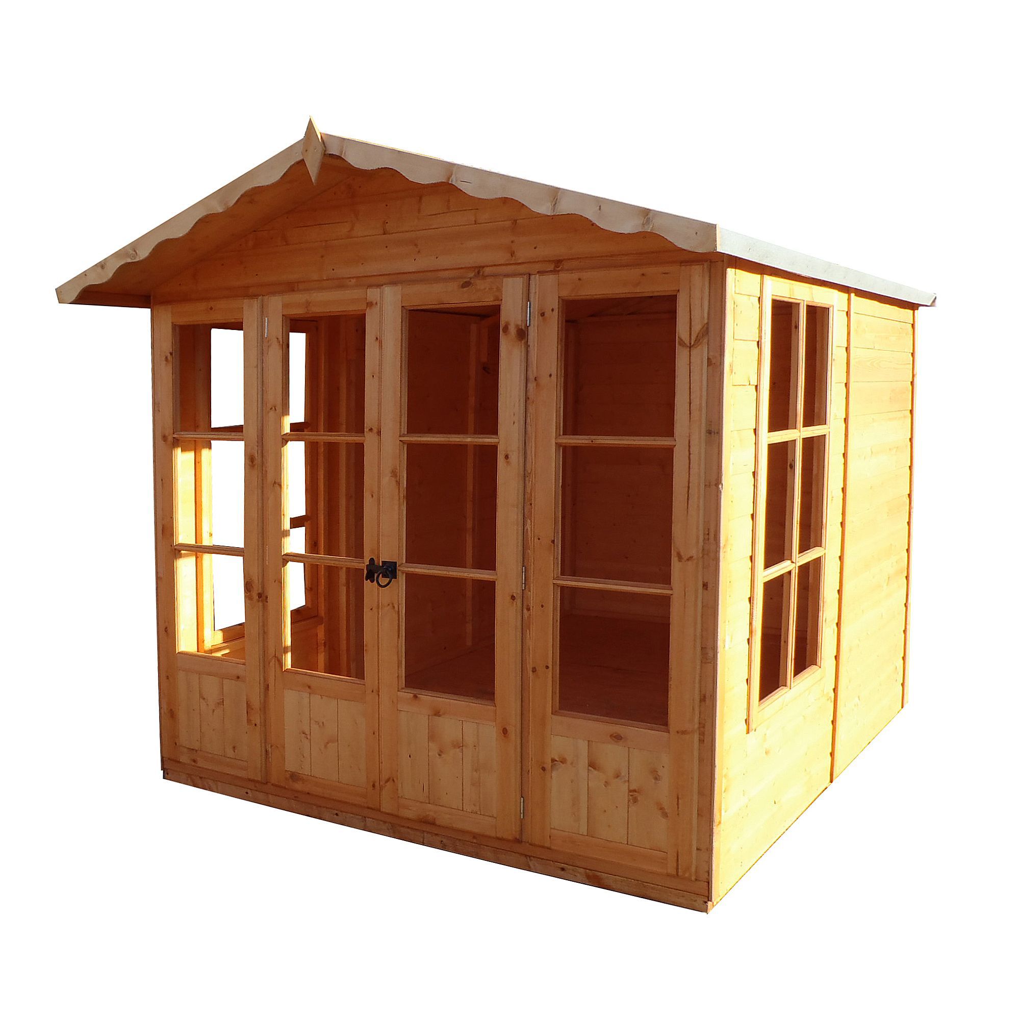 Shire Kensington 7x7 Toughened Glass Apex Shiplap Wooden Summer House ...