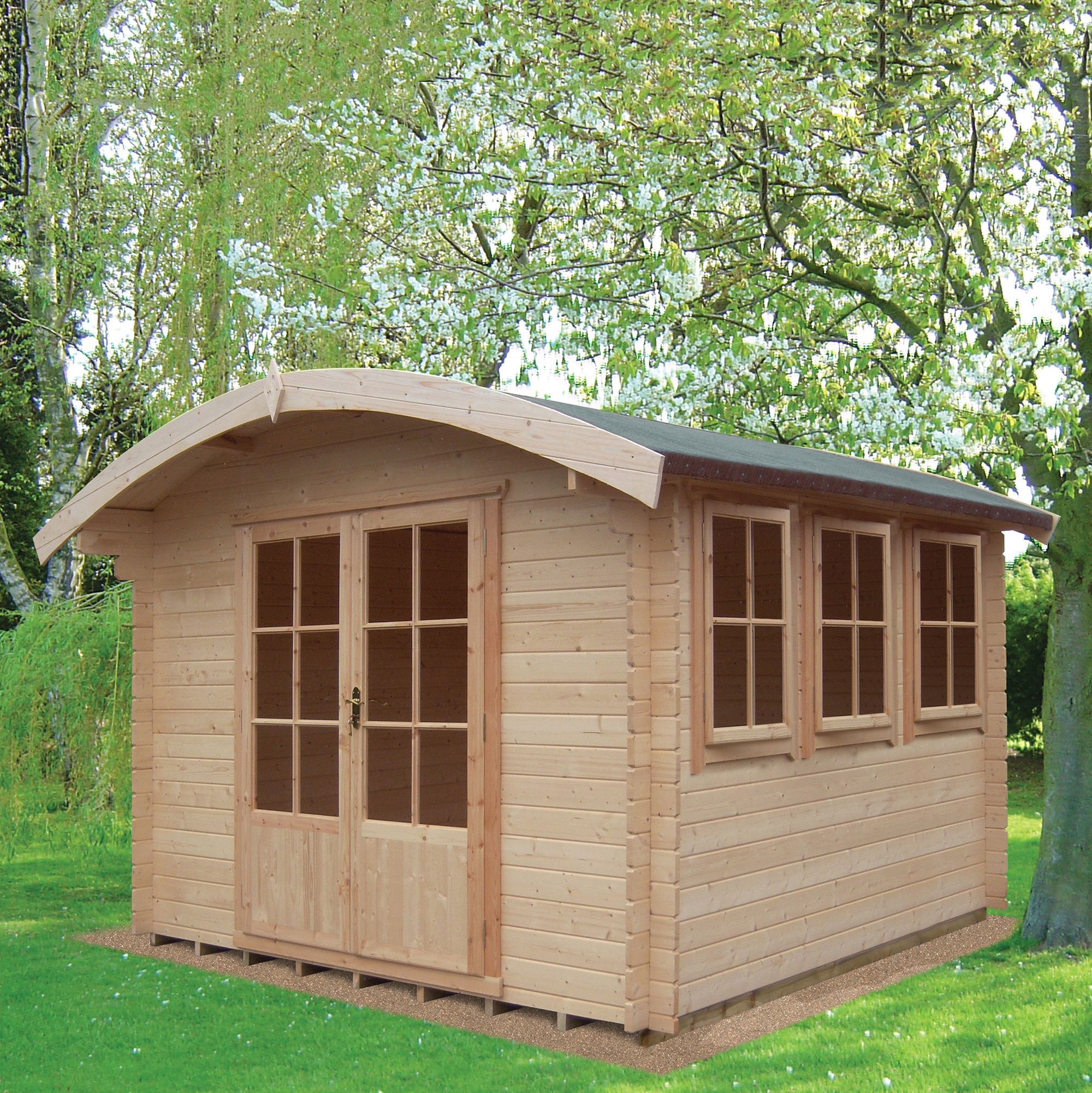 Shire Kilburn 12x14 ft Toughened glass & 3 windows Curved Wooden Cabin - Assembly service included