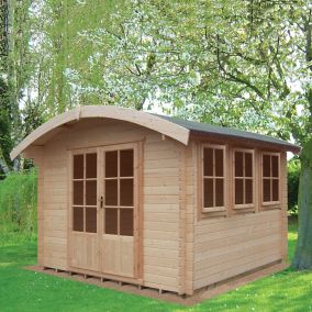 Shire Kilburn 12x14 ft Toughened glass Curved Tongue & groove Wooden Cabin - Assembly service included