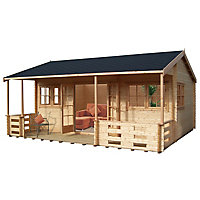 Shire Kingswood 18x20 ft & 4 windows Apex Wooden Cabin with Felt tile roof - Assembly service included