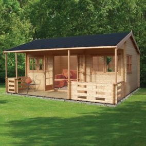 Shire Kingswood 18x20 Toughened glass Apex Tongue & groove Wooden Cabin