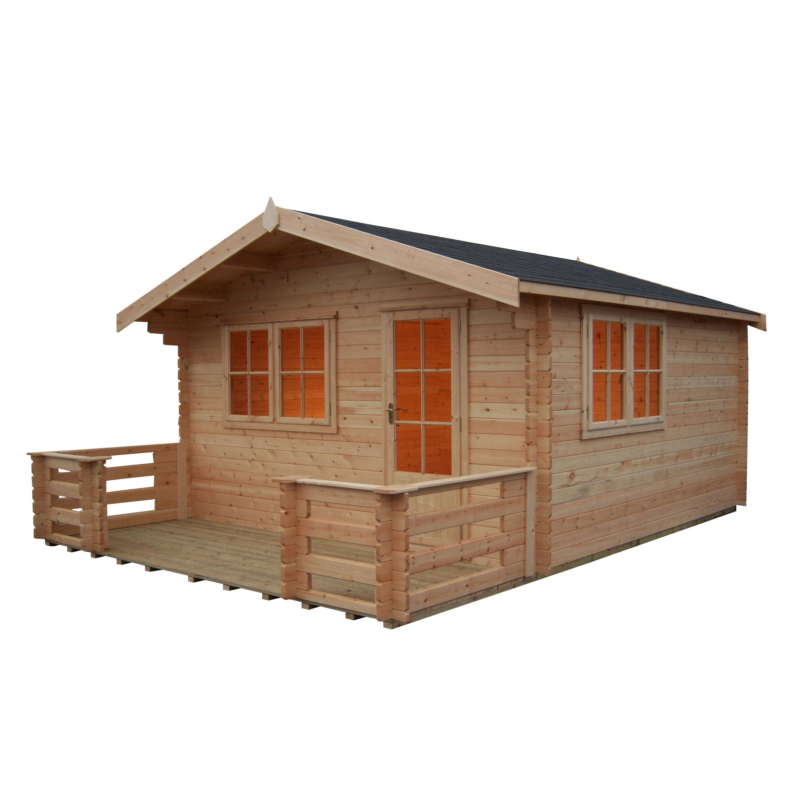 Shire Kinver 12x12 ft & 1 window Apex Wooden Cabin with Felt tile roof - Assembly service included