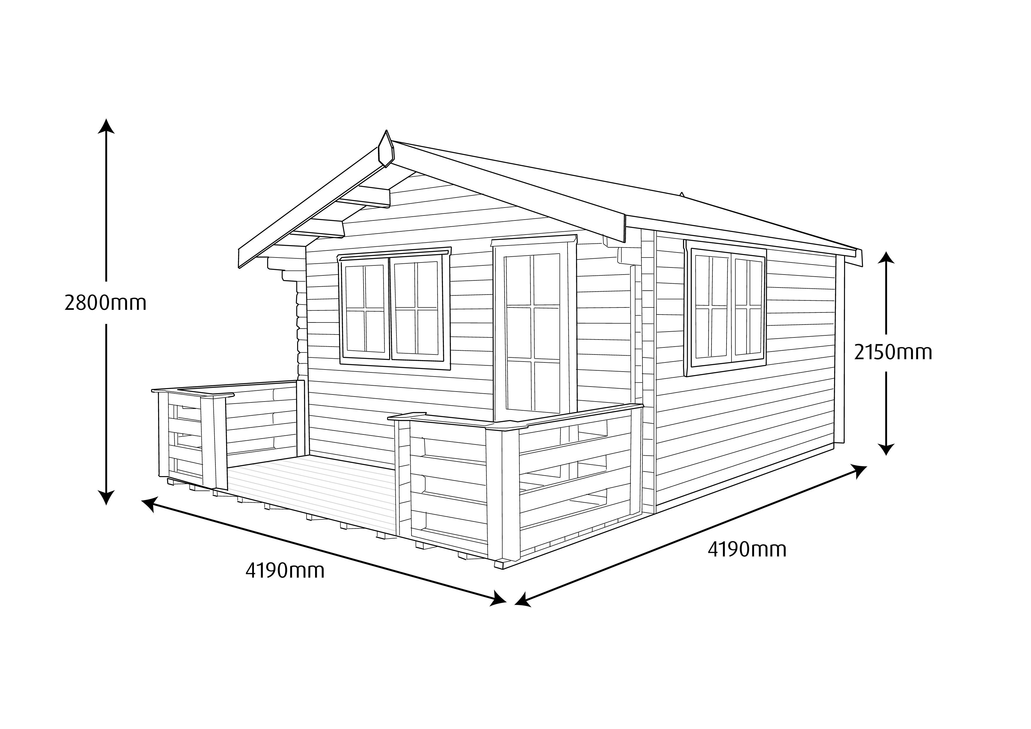 Shire Kinver Toughened glass & 2 windows Apex Wooden Cabin