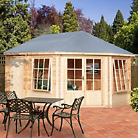 Shire Leygrove 10x14 ft Toughened glass Apex Tongue & groove Wooden Cabin