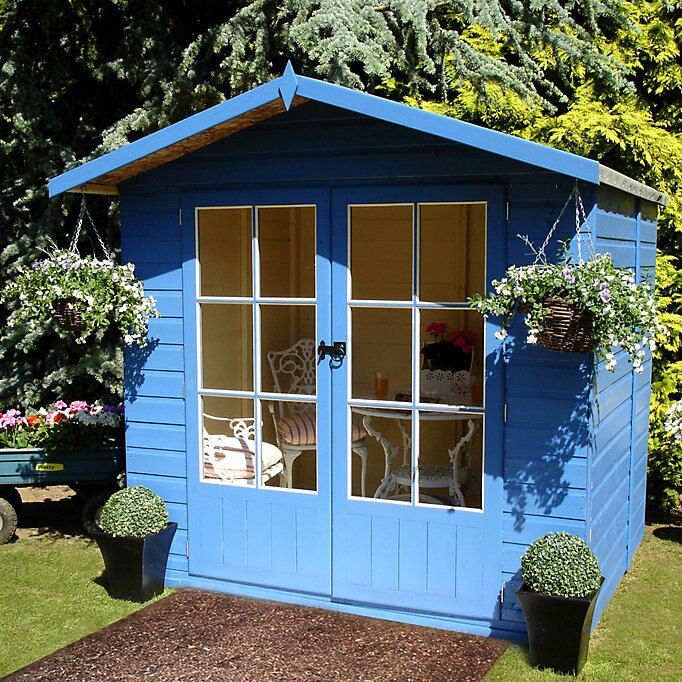 Shire Lumley 7x5 ft Apex Wooden Summer house with Double door