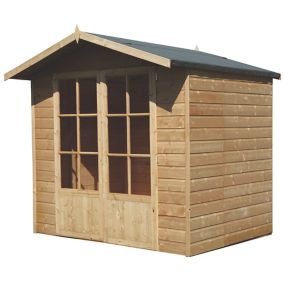 Shire Lumley 7x5 ft Toughened glass Apex Shiplap Wooden Summer house (Base included)