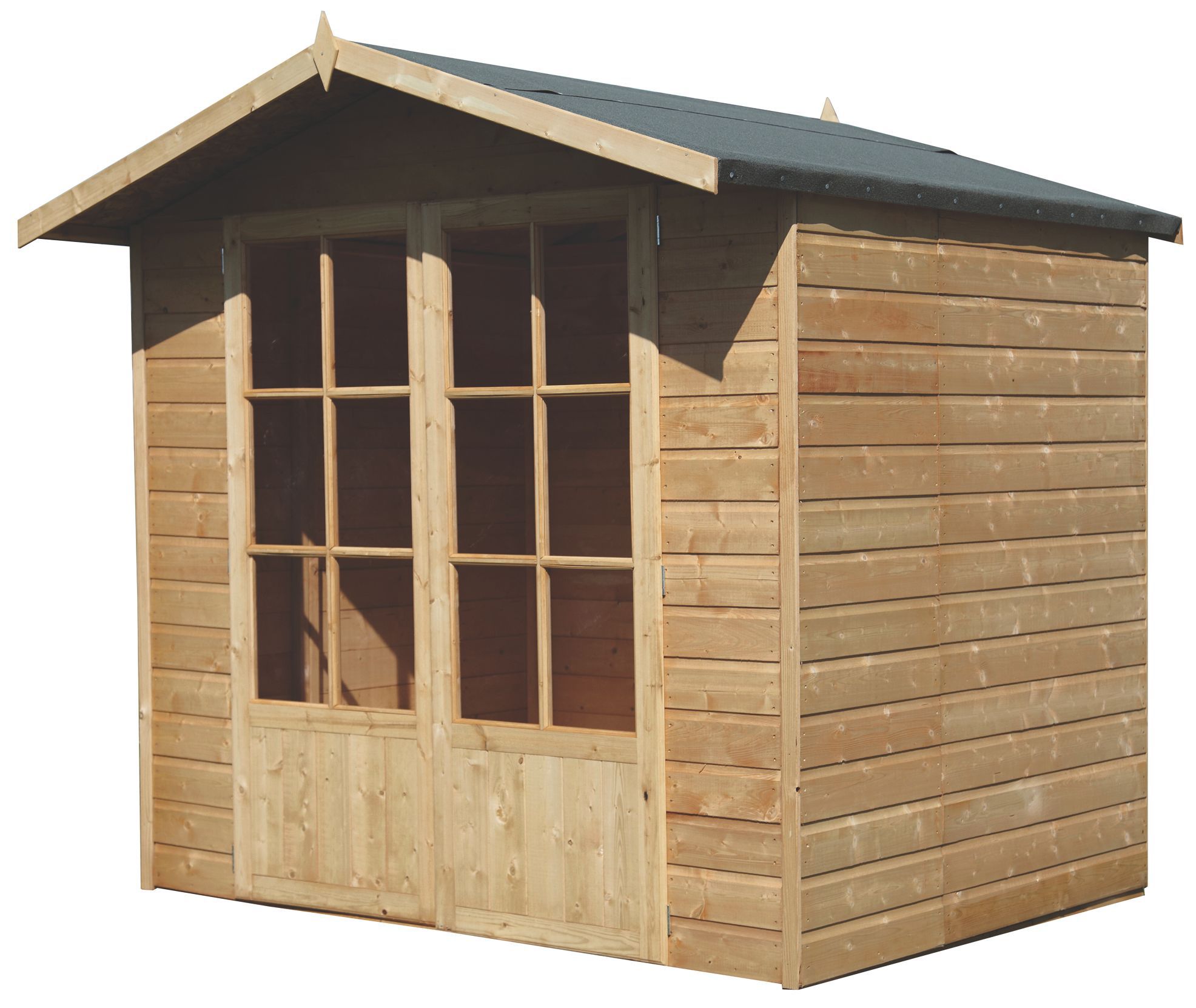 Shire Lumley 7x5 ft Toughened glass Apex Wooden Summer house (Base included)