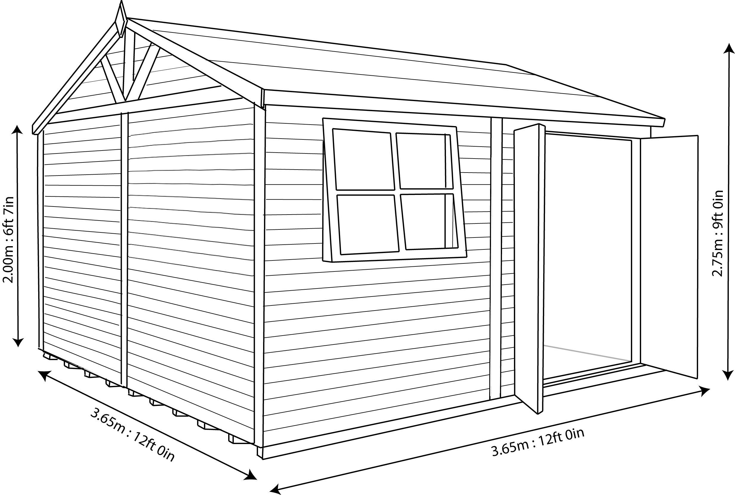 Shire Mammoth 12x12 ft & 1 window Apex Wooden Workshop