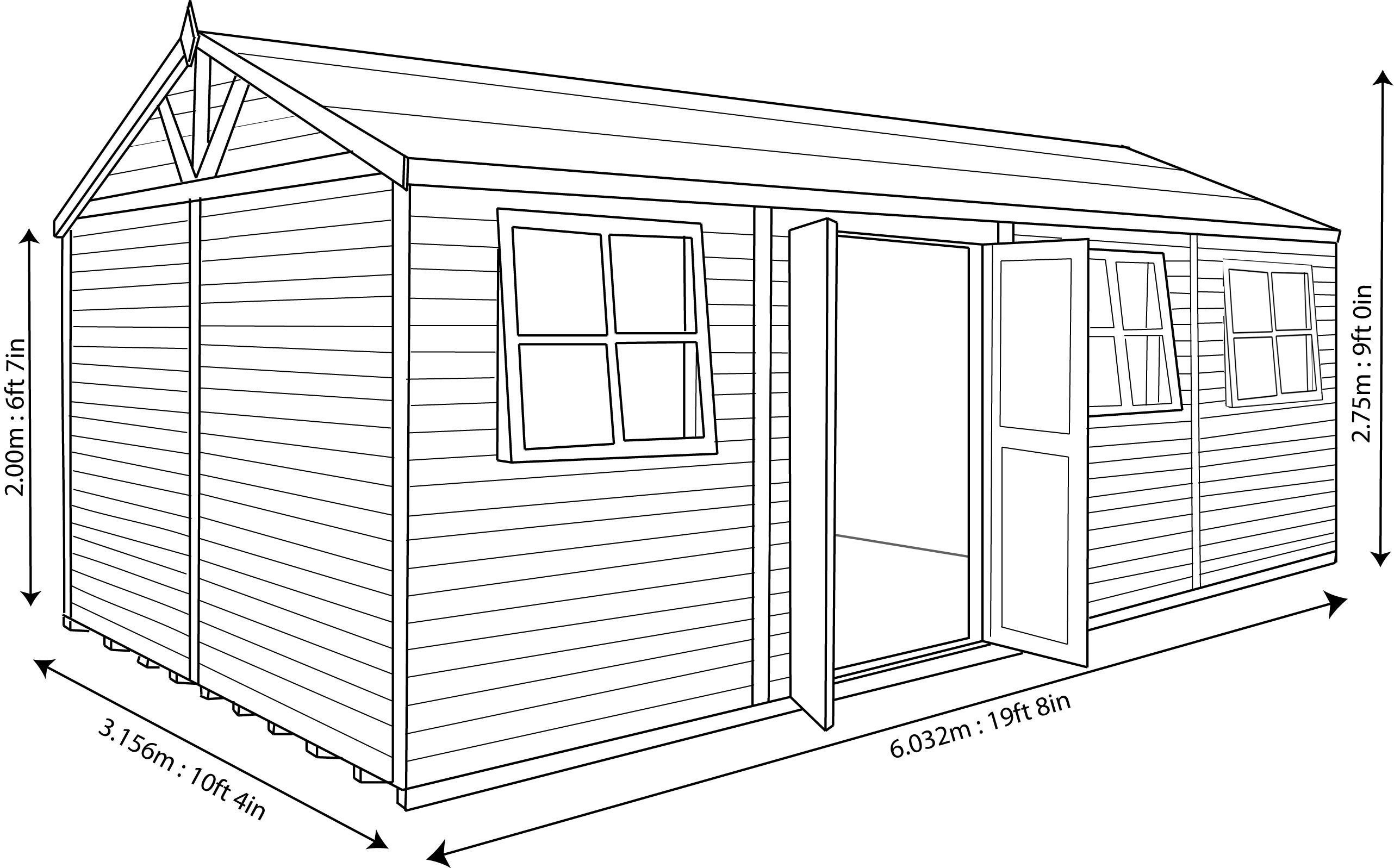 Shire Mammoth 20x10 ft Apex Wooden Workshop - Assembly service included