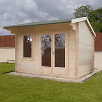 Shire Marlborough 10x10 Toughened glass Apex Tongue & groove Wooden Cabin - Base not included