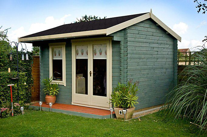Shire Marlborough 10x14 ft & 2 windows Apex Wooden Cabin with Felt tile roof - Assembly service included