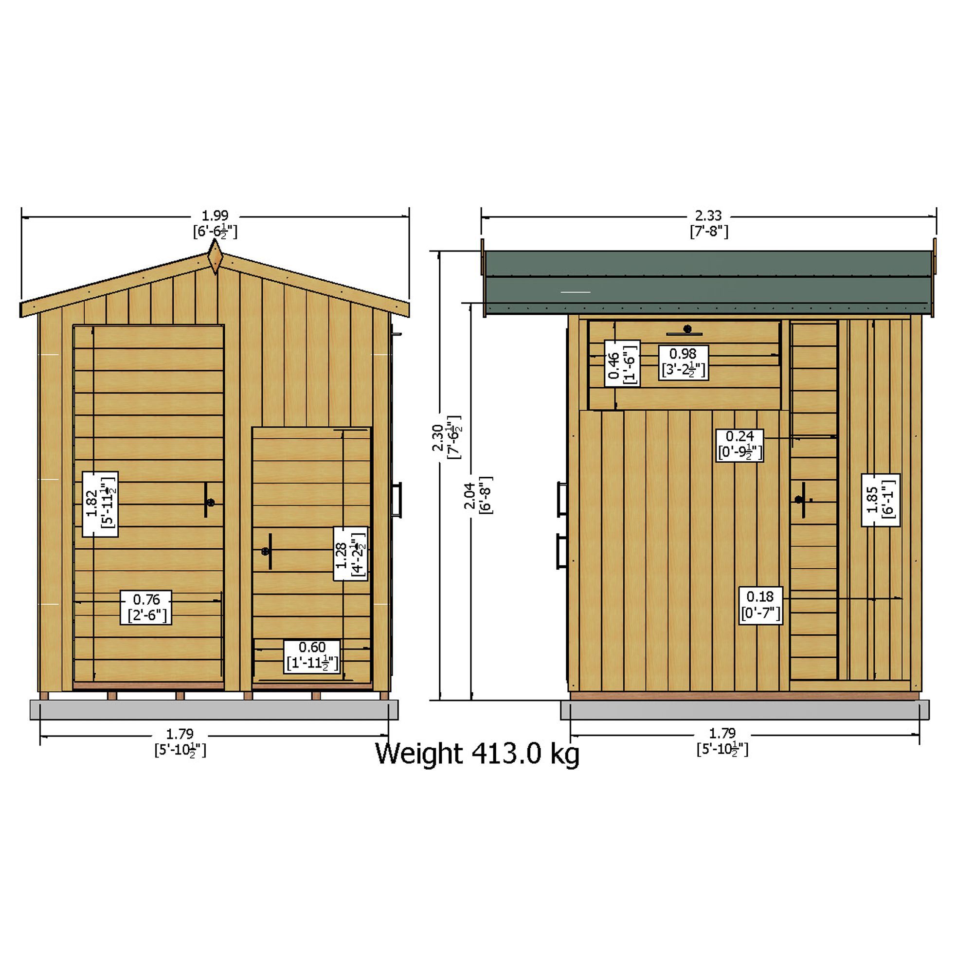 Shire Multi Store Tongue & groove 6x6 ft Apex White Wooden Dip treated 4 door Shed with floor