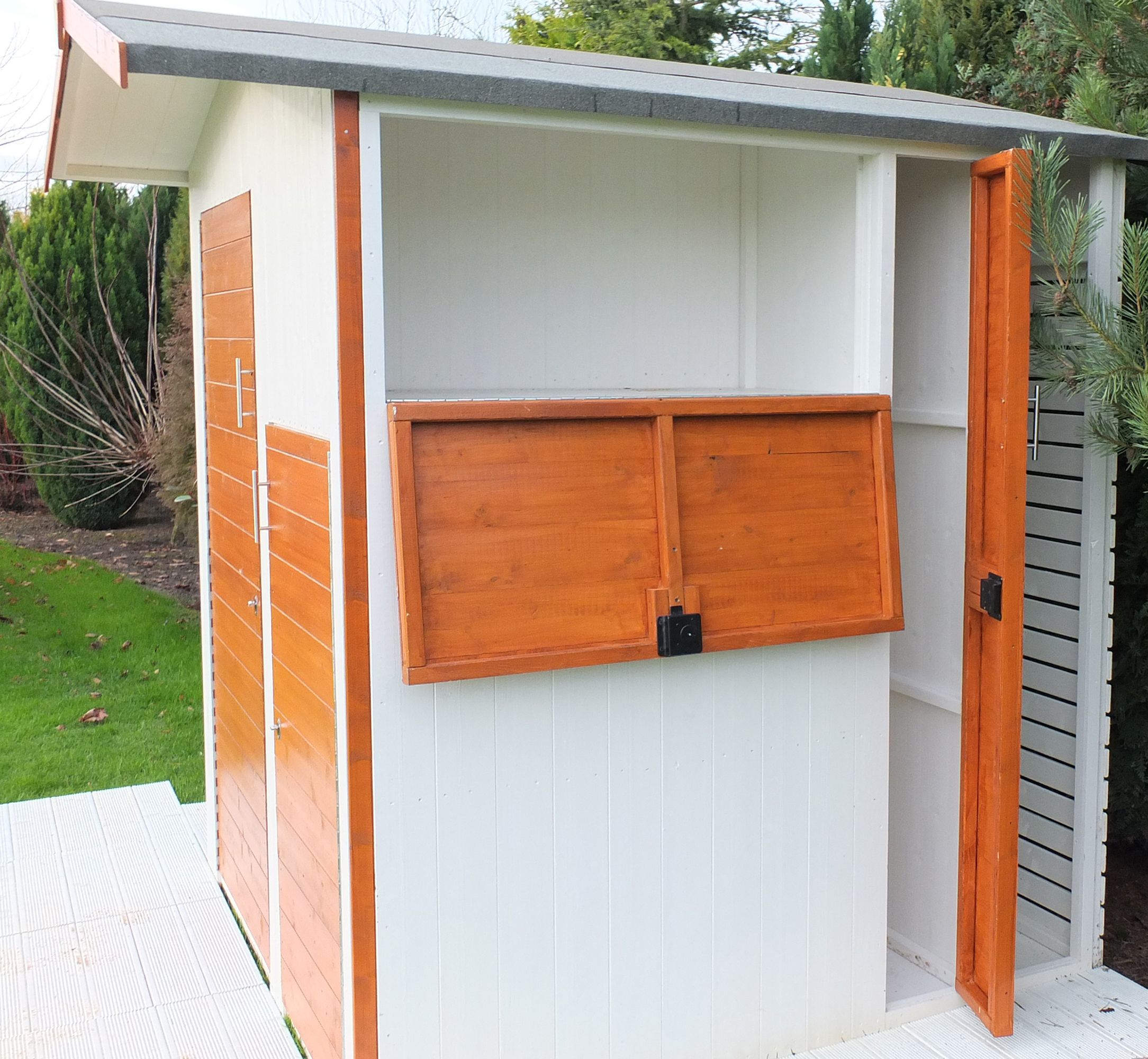 Shire Multi Store Tongue & groove 6x6 ft Apex White Wooden Dip treated 4 door Shed with floor
