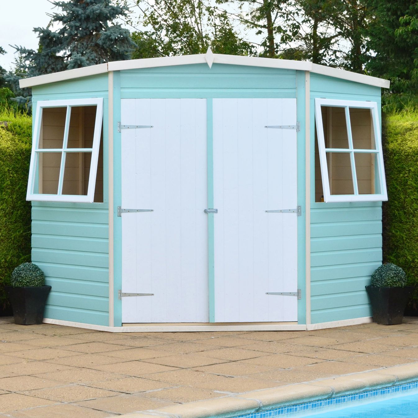 Shire Murrow 7x7 ft Pent Wooden 2 door Shed with floor & 2 windows - Assembly service included