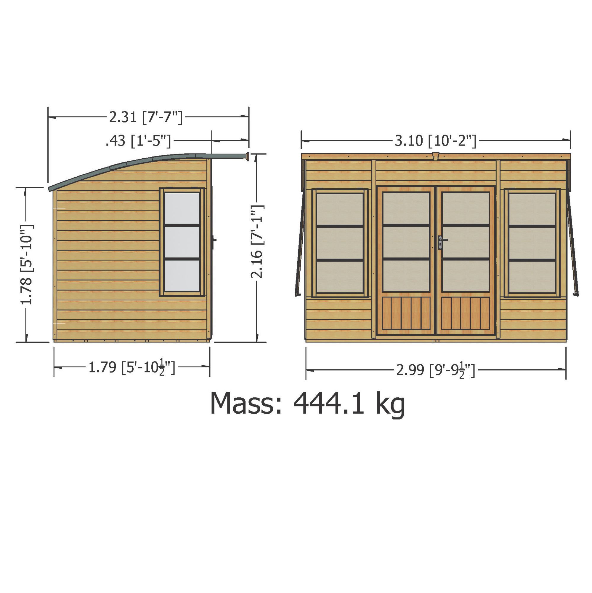 Shire Orchid curved roof 10x6 Curved Shiplap Wooden Summer ...