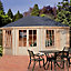 Shire Rowney 10x14 ft Toughened glass Apex Tongue & groove Wooden Cabin with Felt tile roof