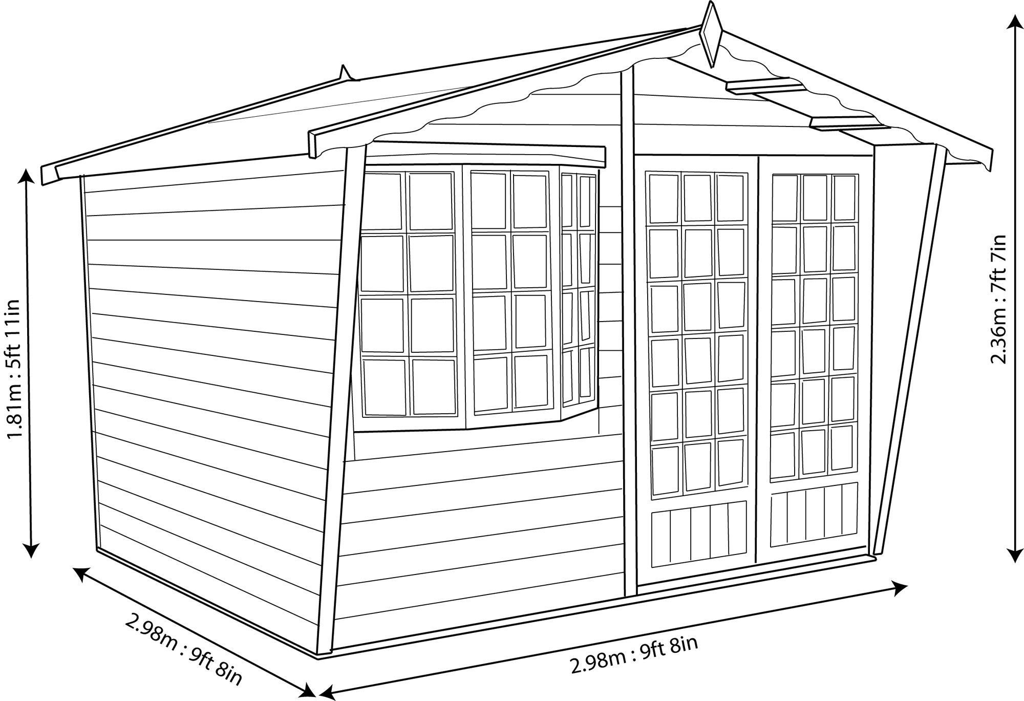 Shire Sandringham 10x10 ft & 1 window Apex Wooden Summer house