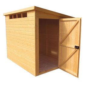 Shire Security Cabin 10x10 ft Pent Shiplap Wooden Shed with floor & 4 windows